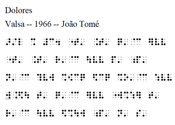 Dolores em R M - partitura em braille